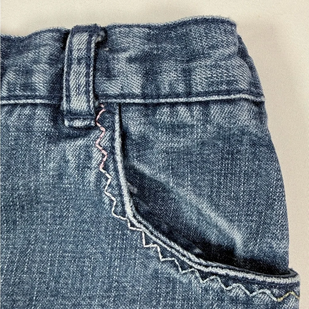 VINTAGE‎ GYMBOREE Girls 2003 Floral Embroidered Denim Jeans 18-24 M Cottagecore